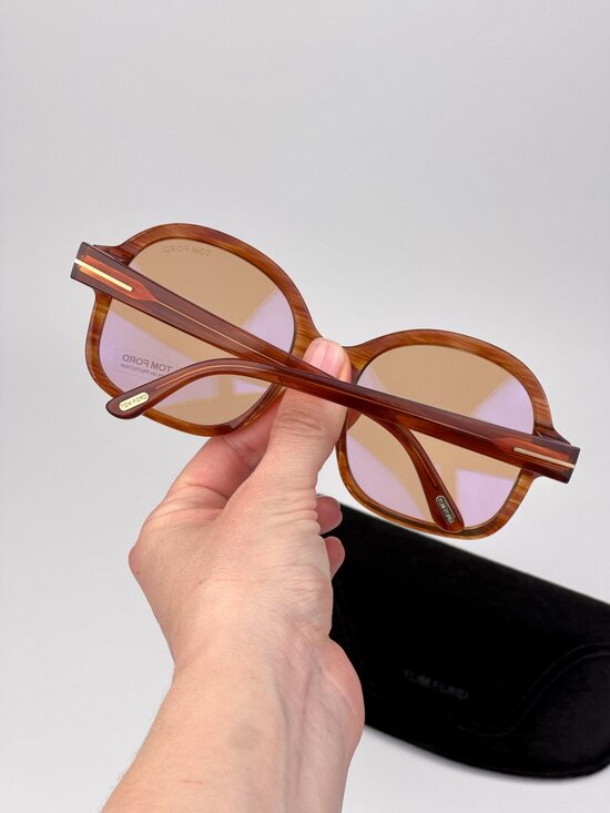 Tom Ford HANLEY FT1034/S 45E Sunglasses Light Brown Oversized Round Square main image 5